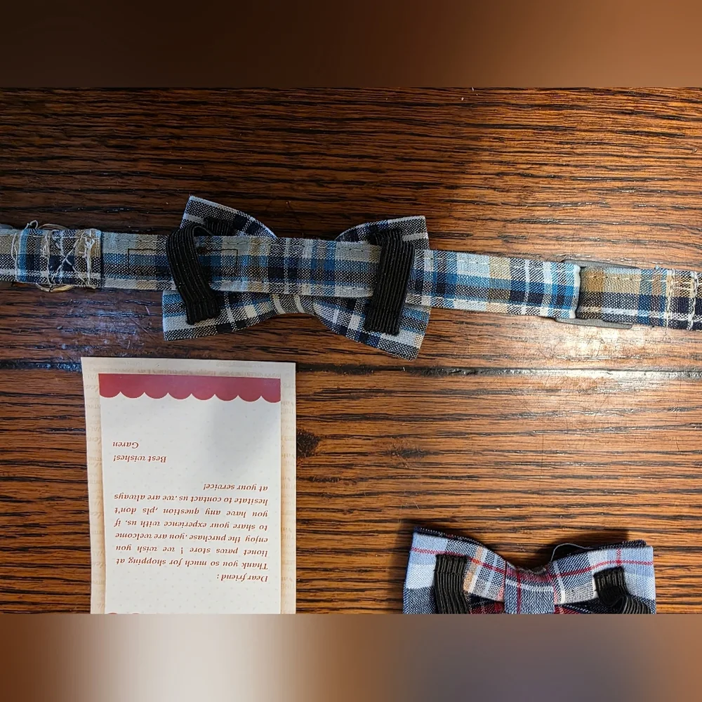Plaid Bow Tie Collar Sets for Medium or Large Dogs (2 available)